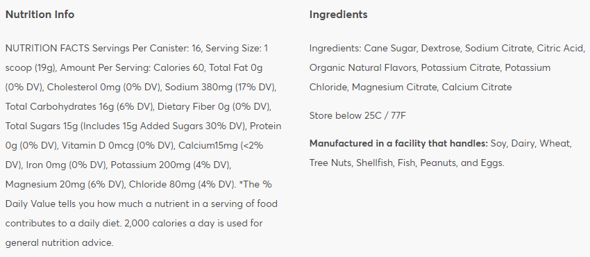 Nutritional information