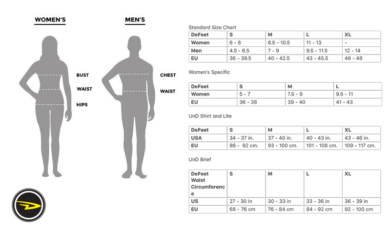 DeFeet sizing chart DeFeet sizing chart