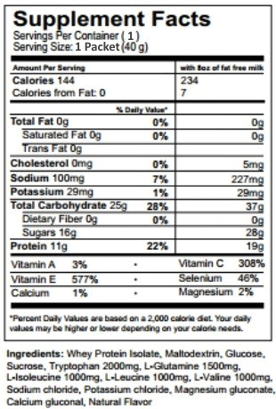 :NOCTURNE nutritional information